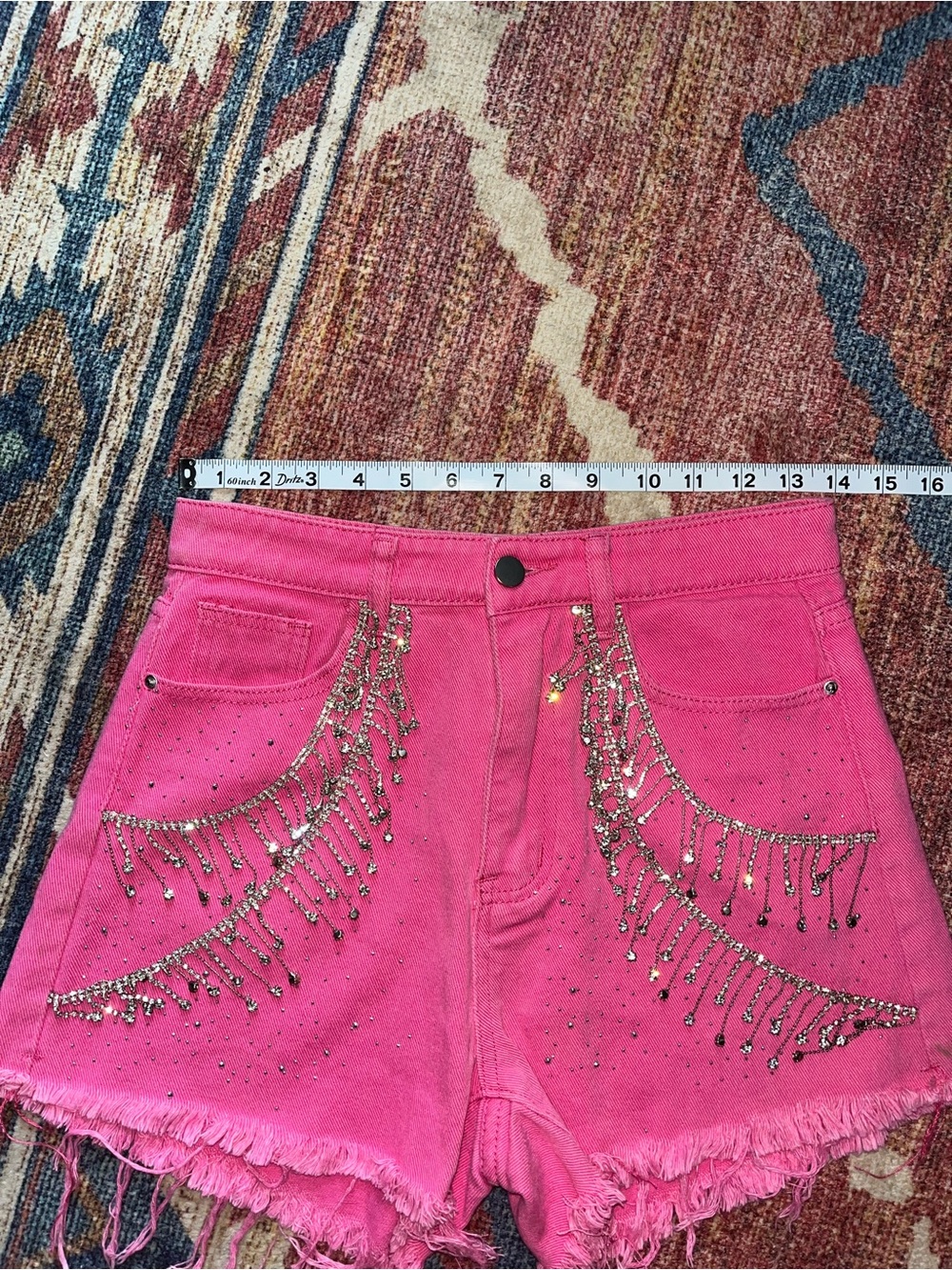 Blue B Hot Pink Embellished Denim Shorts - Picture 4 of 9
